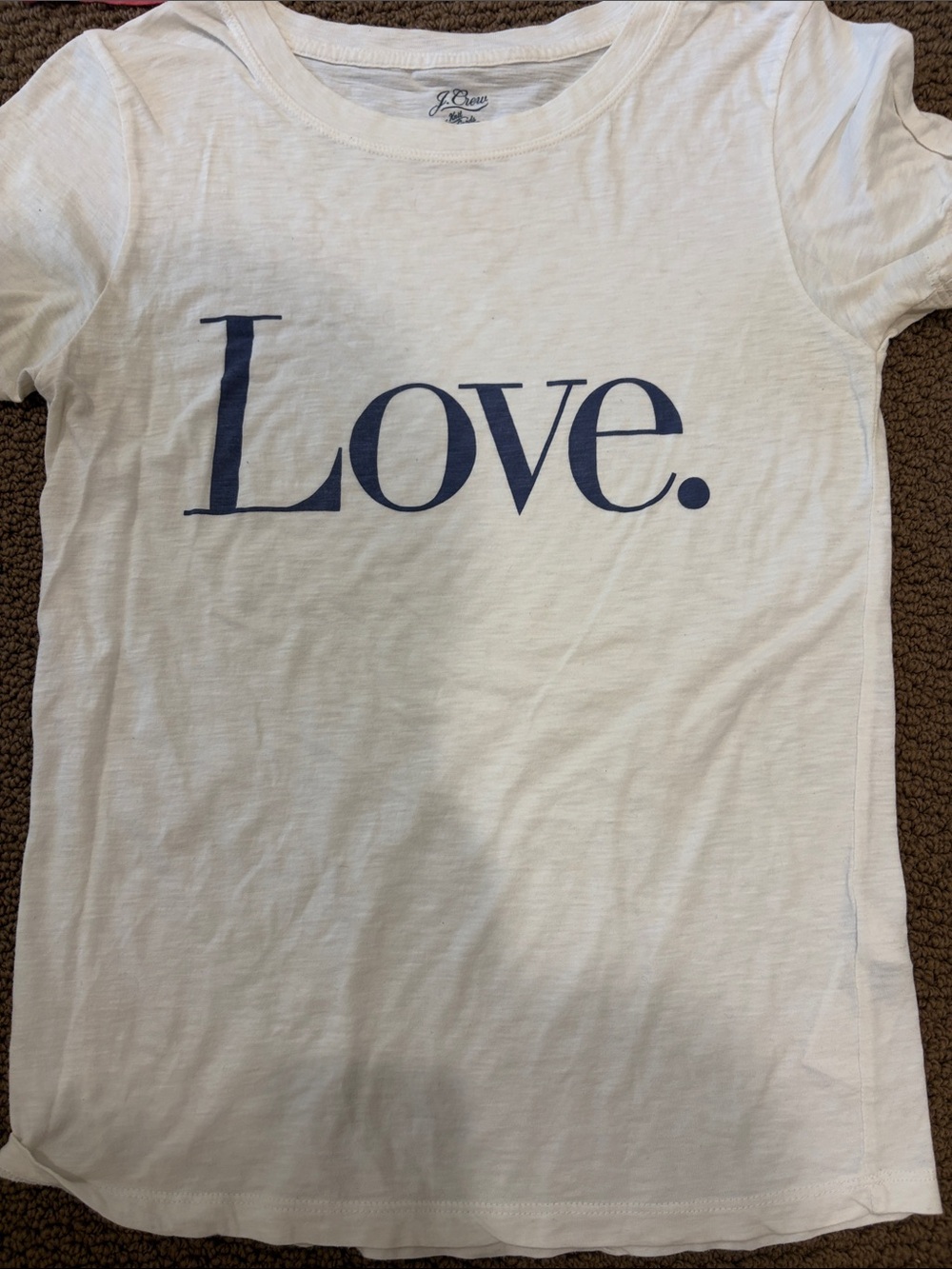 J. Crew White Tee with Navy Logo Print